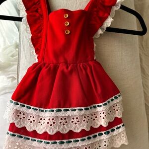 Elegant Red Kids Formal Dress with Lace Trim